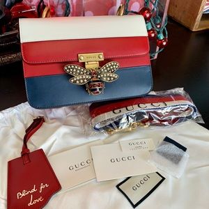 NEW Gucci Queen Margaret Bee Block Web Stripe Bag